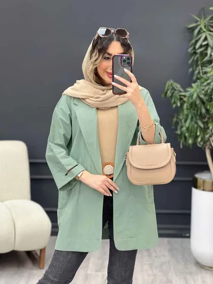 مانتو سر آستین چاک جیب نما