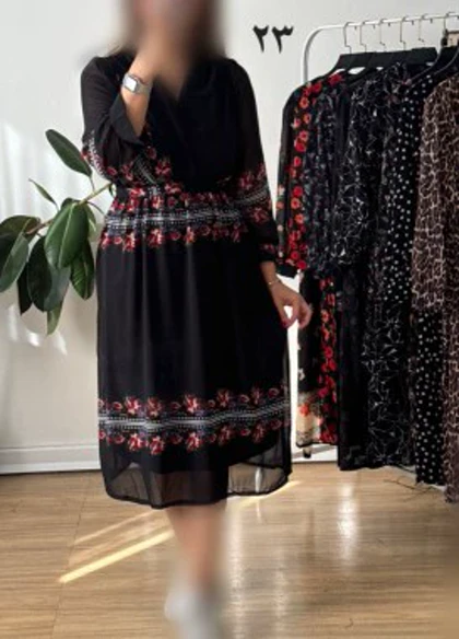 پیراهن حریر سرمه سری 19