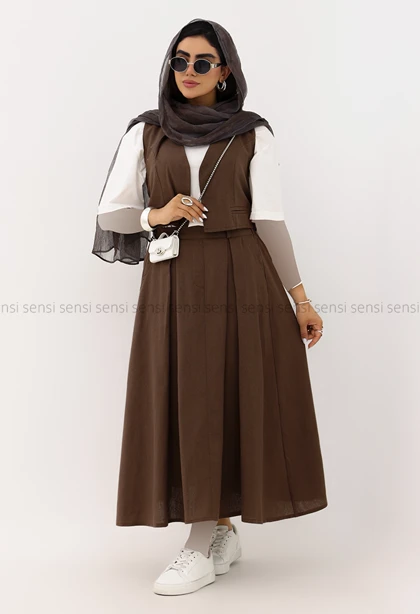 ست زنانه وست دامن لینن کد1006412