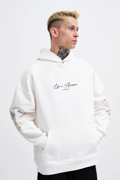پرندگان مرد دو گلدوزی Ekru Hoodie M3552