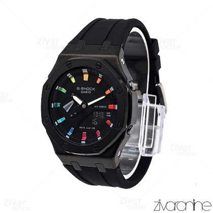 ساعت جی شاک GA2100 مردانه چند موتوره مشکی رنگین کمانی 106107