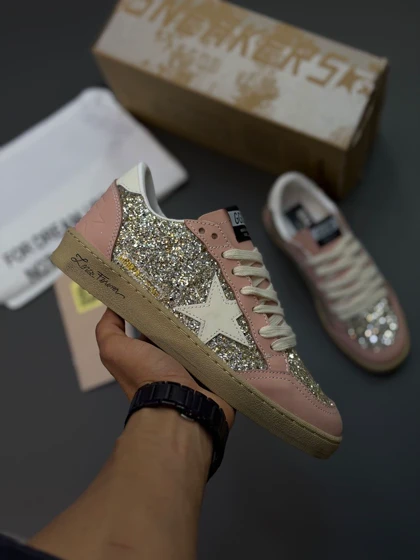 کتانی گلدن گوس بال استار صورتی براق Golden Goose Ball Star pink Glitter