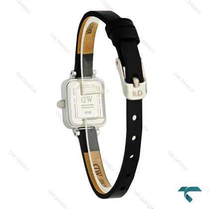 دنیل ولینگتون چرمی زنانه مینی مستطیلی نقره ای صفحه مشکی DW-7975-L