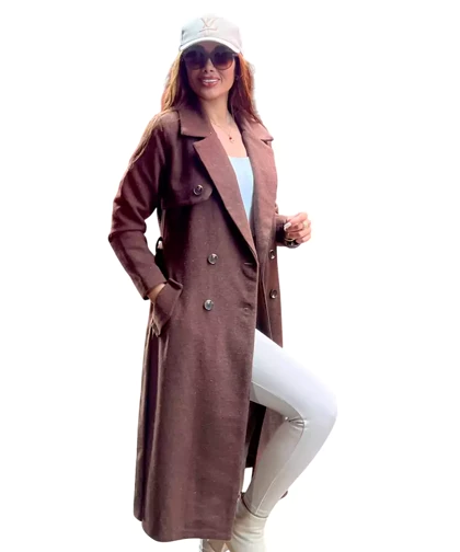 ترنچ کت پالتویی آستردار کد pl003 برند ردا