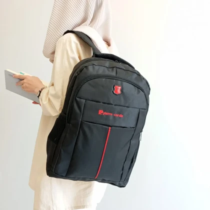 کوله پشتی برزنتی مشکی آنا طرح پیرکاردین 2463