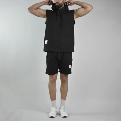 ست رکابی کلاهدار و شلوارک اسپرت الو مدل HS-4C0473 مشکی