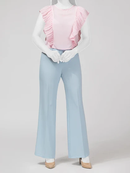 بلوز زنانه مجلسی یقه گرد کرپ حریر پلیسه ای چکاوک