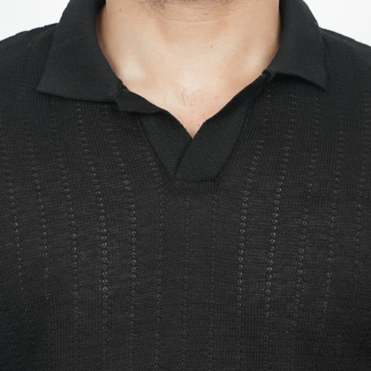 پولوشرت مردانه پنبه استین کوتاه ساده یقه شکاری کد 100626