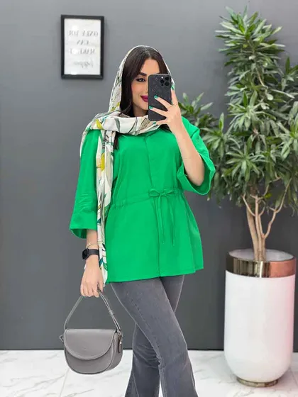 مانتو لینن دکمه مخفی کمرگت