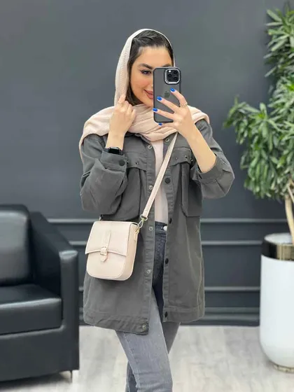 مانتو کتان چهار جیب پرچ پارلا