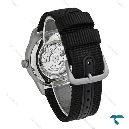 ساعت سیکو 5 اسپرت مردانه سیلور بند برزنت مشکی Seiko-7508-G
