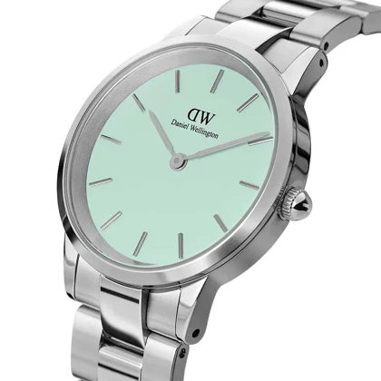 ساعت دنیل ولینگتون زنانه آیکونیک لینک سیلور سبز اسمال DW-4105-L