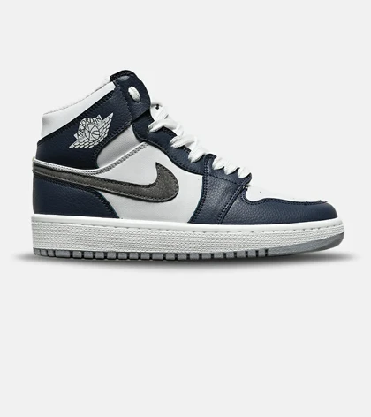 کفش کتانی مردانه و زنانه ساق‌دار سفید سرمه ای NIKE jordan 1 مدل 8284