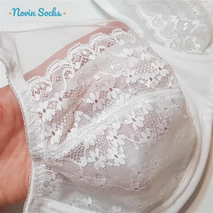 ست شورت و سوتین زنانه شاندرمن مدل فنردار گیپور گل‌دار کد 5080-2464-03