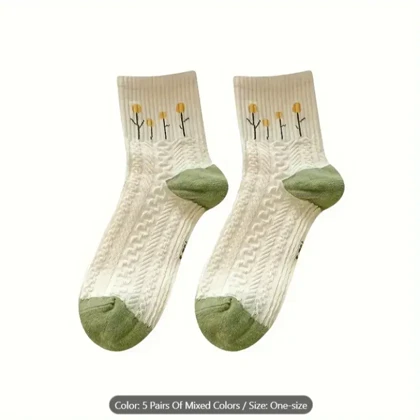 پک 5تایی جوراب مینیمال گل‌دار