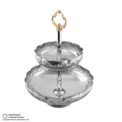 میوه خوری 2 طبقه مس دیبا رنگ کروم کد 1056