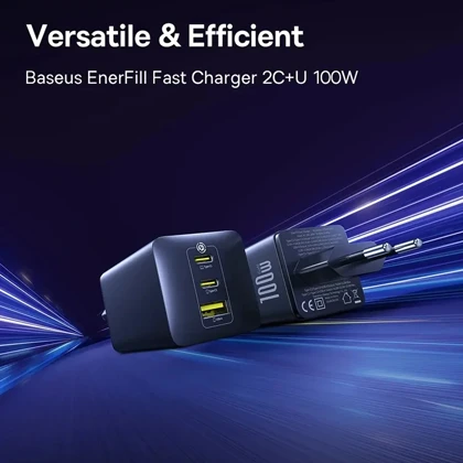شارژر دیواری 100 وات باسئوس Baseus مدل EnerFill FE11 سه پورت