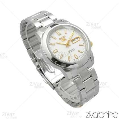 ساعت سیکو 5 اصل مردانه صفحه سفید ایندکس طلایی اتوماتیک 104175