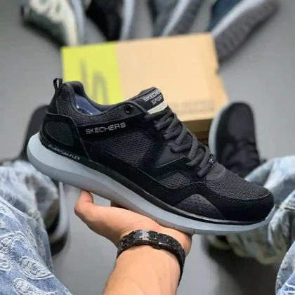 کفش اسکیچرز کوانتوم فلکس مشکی طوسی Skechers Quantum Flex Black Grey