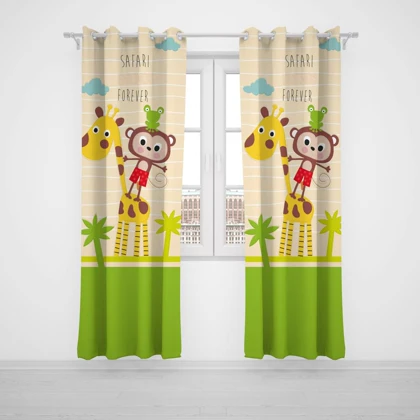 پرده پانچی اتاق کودک برند مینوریا کیدز طرح زرافه کد p-371