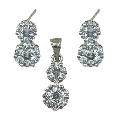 نیم‌ست زنانه طرح جواهری الماس‌درخشان با نگین‌های براق (آویز و گوشواره)