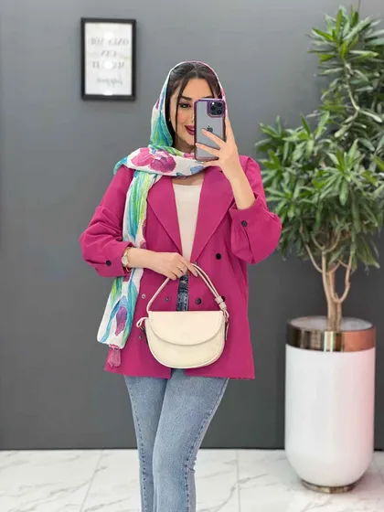 مانتو لینن شش دکمه آستین پیله