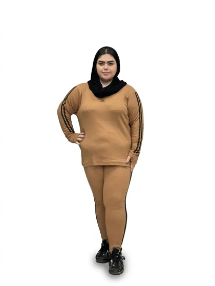 ست بلوز و شلوار سایز بزرگ زنانه طرح آدیداس دو مغزی کش