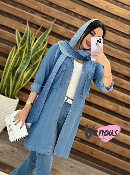 مانتو جین کاغذی دو جیب
