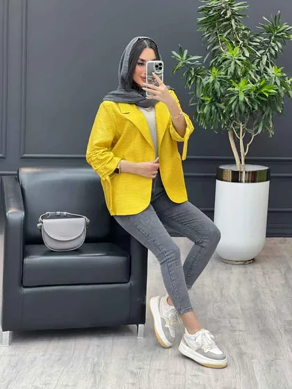 مانتو راه راه آستین گت دار