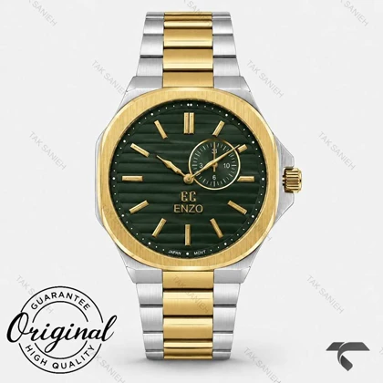 ساعت انزو EC-1707TSG مردانه دورنگ طلایی صفحه سبز Enzo-10117-G