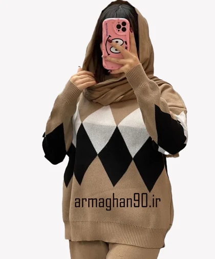 ست بافت بلوز شلوار زنانه لوزی شکل