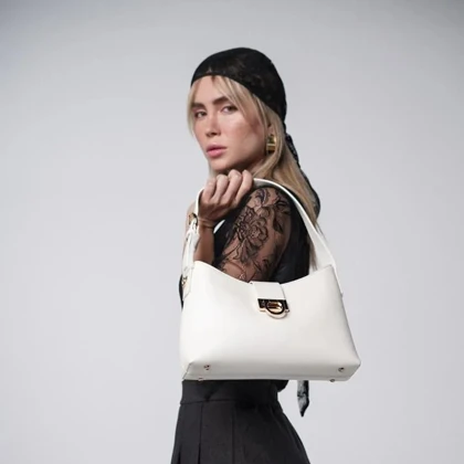 کیف دستی زنانه چرم مصنوعی قفل دار دسته کوتاه دیوید جونز DAVIDJONES