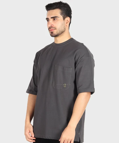 تیشرت باکسی مردانه ساده و تک جیب 1721