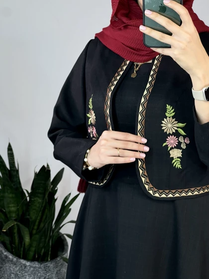 ست سارافون بلند به همراه کت گلدوزی