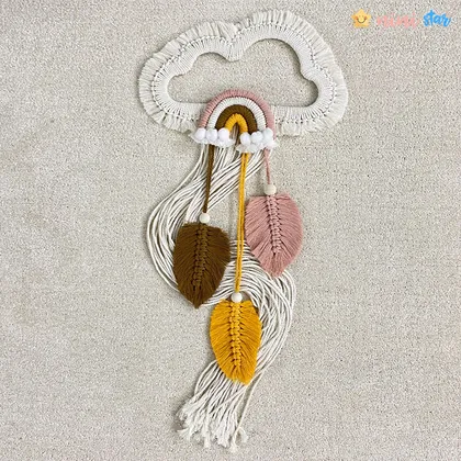 دیوار کوب مکرومه کودک رنگین کمان و ابر