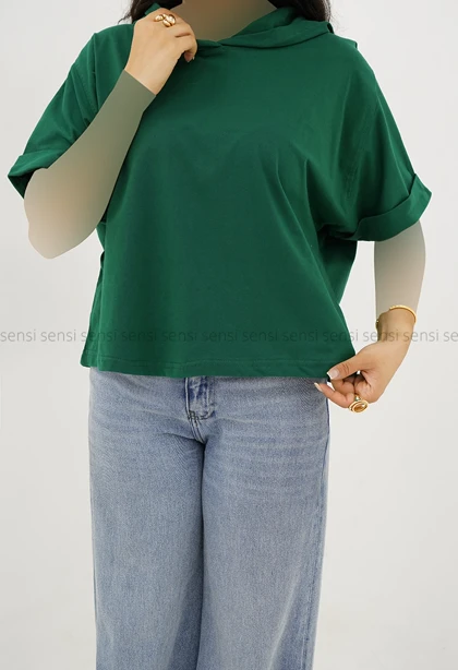 تیشرت باکسی کلاه دار رنگی کد1006034
