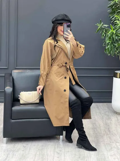 بارانی بلند بالا جیب سگک