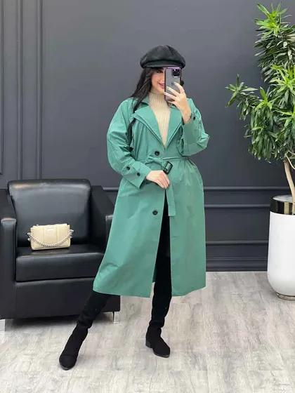 بارانی بلند بالا جیب سگک