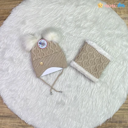 کلاه شالگردن رینگی 2 پوم داخل خز 2 تا 6 سال