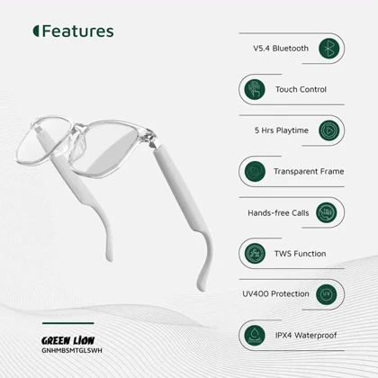 عینک هوشمند گرین‌لاین Green Lion GNHMBSMTGLSWH با لنز ضد نور آبی و UV400