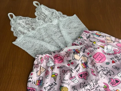 ست نیم‌تنه گیپور و شلوارک مدل 154