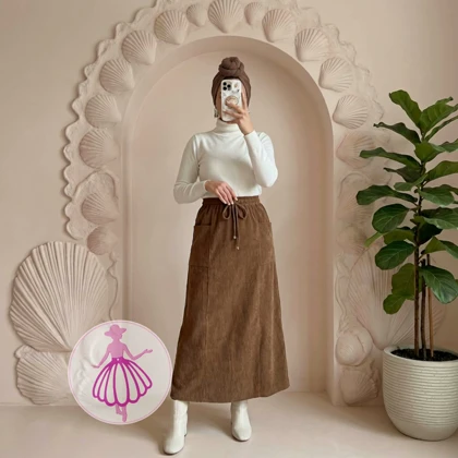 دامن مخمل کبریتی دوجیب بلند در رنگبندی متنوع(کد1426)