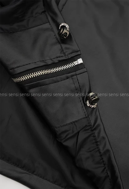 کراپ کت جلو زیپ چرم کد1004881