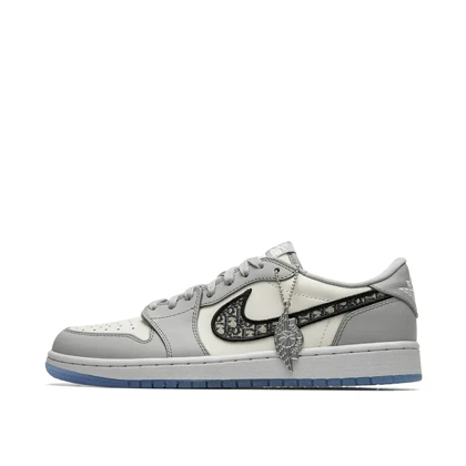 کتانی نایک ایر جردن1 بدون ساق دیور طوسی آبی مسترکوالیتی Nike Air Jordan 1 Low x Dior sneakers