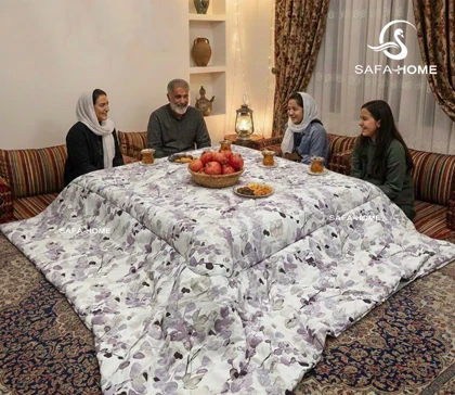 لحاف کرسی دو رویه صفاهوم طرح گل آبرنگی