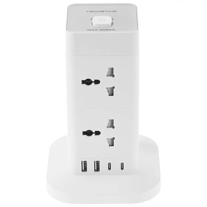 چند راهی برق 8 سوکت 2500 وات، دو USB و دو تایپ‌سی هایکواستار Hicostar HS-PS322