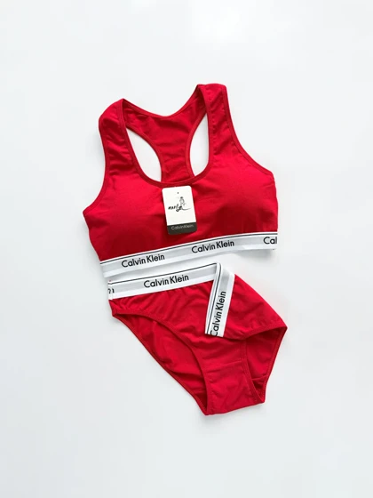 ست نیم‌تنه کاپ‌دار و شورت اسلیپ نخ پنبه کلوین کلاین Calvin Klein