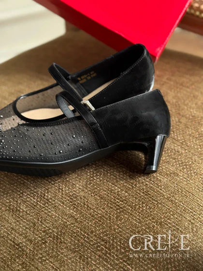 کفش نگینی توری پاشنه 5 سانت