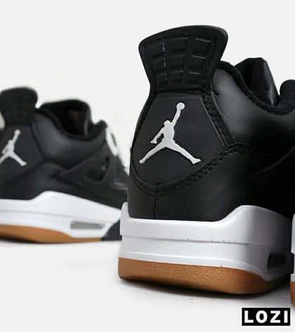 کتانی ساق‌دار زنانه و مردانه مشکی سفید Nike air jordan 4 مدل 6599