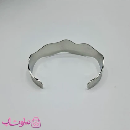 بنگل زنانه مدل منحنی استیل نقره ای رنگ کد 1998